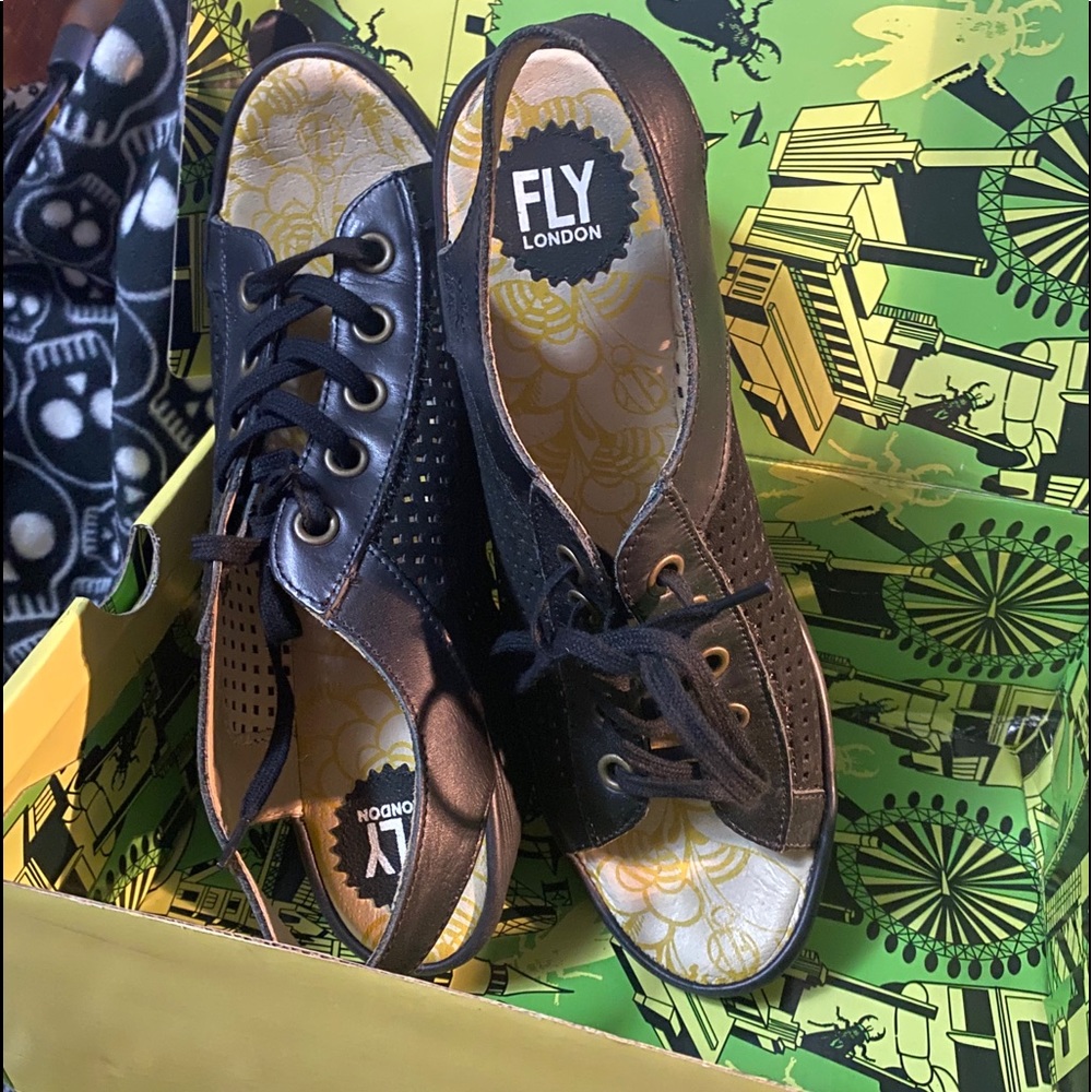 Fly London Black Wedges - Picture 6 of 14